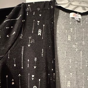 Long black duster sweater with arrow design by Lularoe